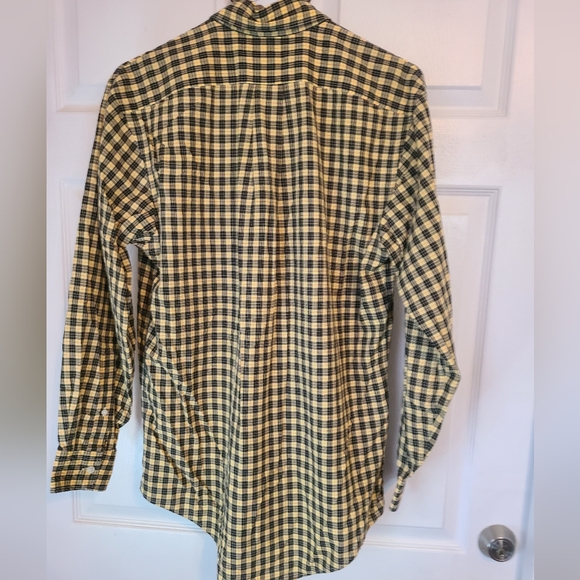 (994)Land's End Men's Long Sleeve Dress Shirt, Size: Small Color: Black & Yellow - Picture 10 of 11